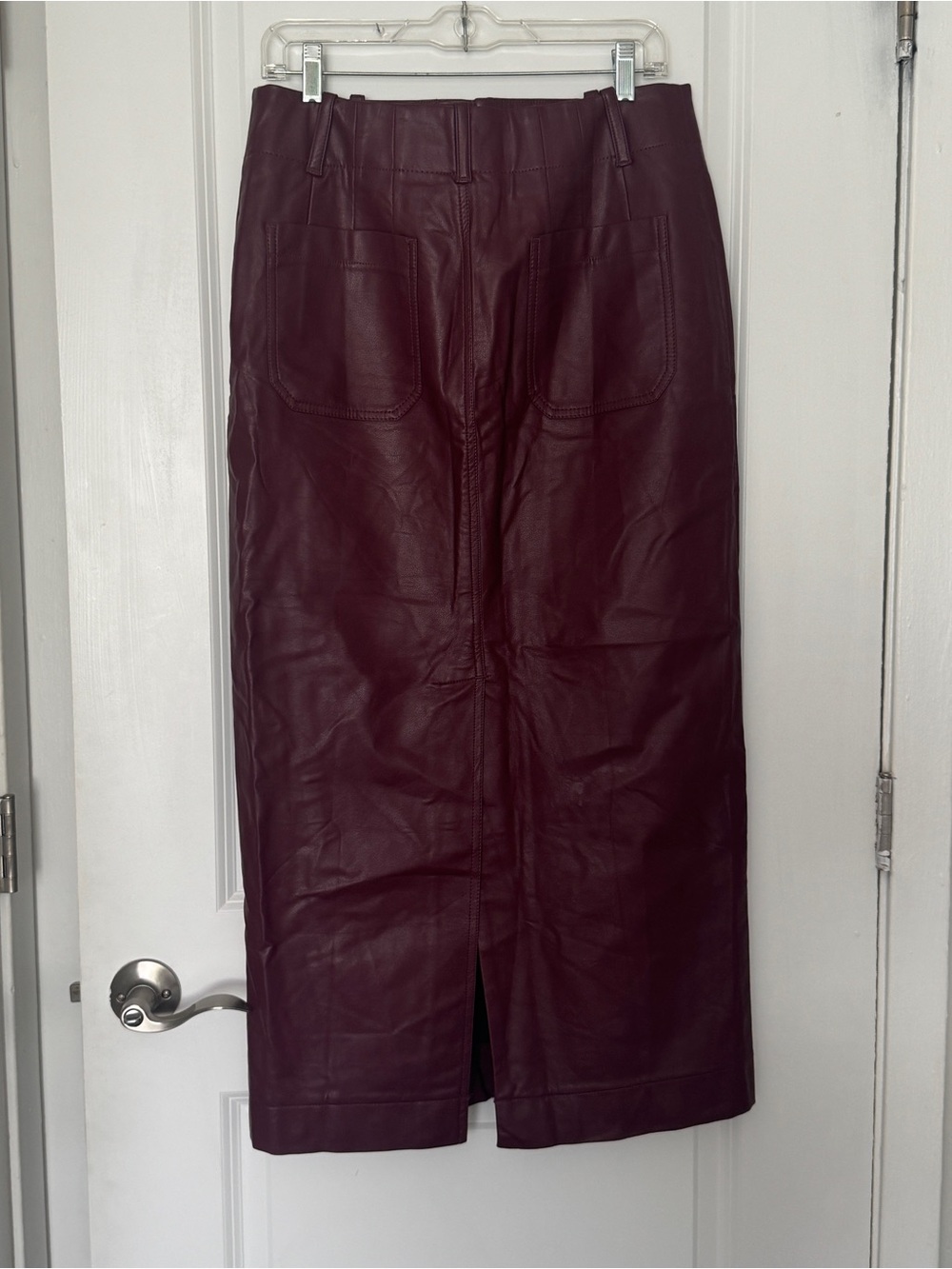 Maeve Anthropologie burgundy faux leather maxi skirt, size M - Picture 4 of 10